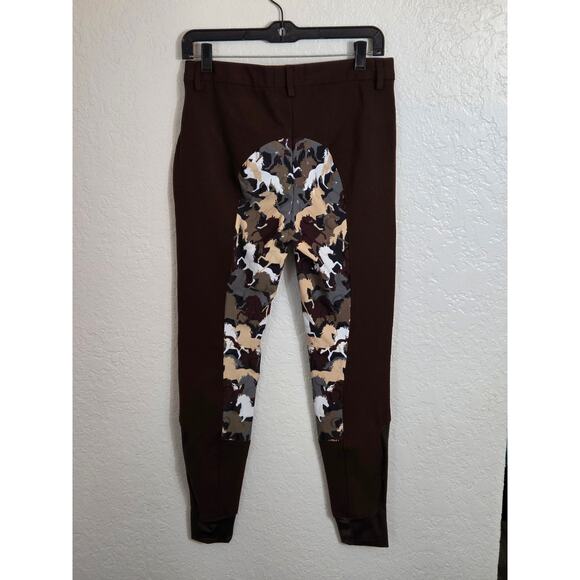 Buckwild Breeches Horse Riding Pants Medium Brown Horse Print Equestrian Stretch - Picture 6 of 11